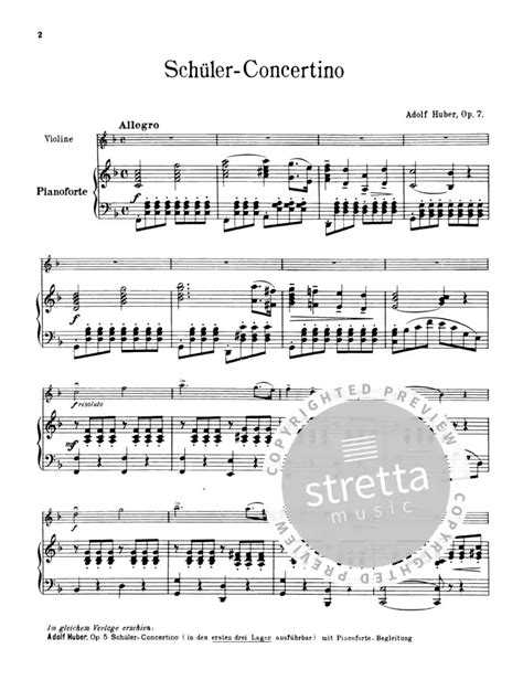 Concertino F R Violine F Dur Op Von Adolf Huber Im Stretta Noten