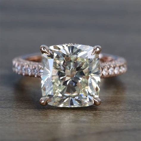 3 5 Carat Cushion Cut Moissanite Engagement Ring Silver 14k Etsy