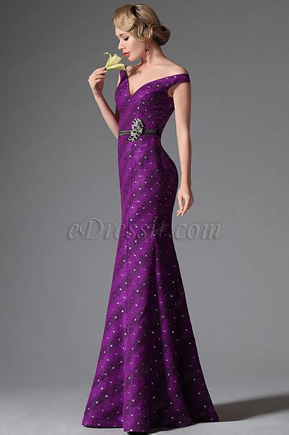 Edressit Off Shoulder Dark Magenta Evening Dress Prom Ball Gown 02146012