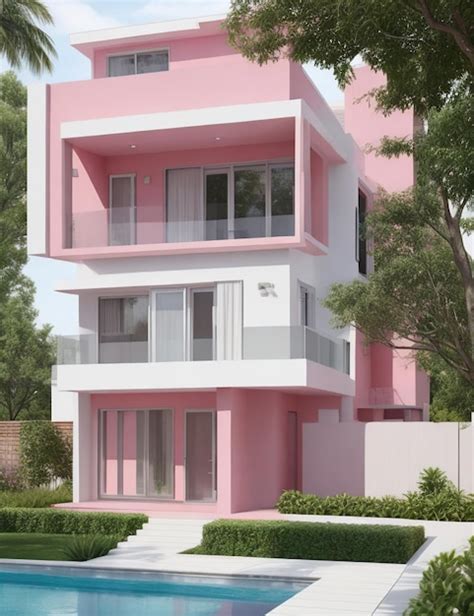 Premium AI Image | Modern pink house architecture design with elegant ...