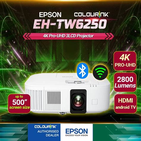 Epson EH TW6250 4K PRO UHD 3LCD Wifi Android TV Chromecast Home Theatre