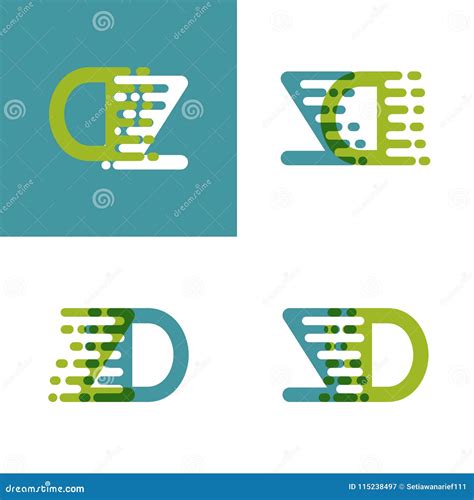 Zd Letters Logo With Accent Speed Green And Blue Stock Vector