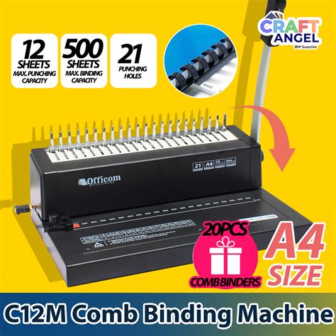 Officom C12M A4 Size Comb Binding Machine Heavy Duty Binder With GIFT