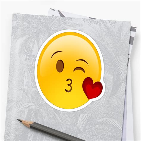 Lipstick Emoji Kissy Face Kiss Happy Smiley Heart Stickers By