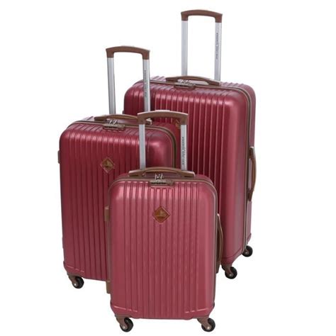 JEAN LOUIS SCHERRER Set De 3 Valises Trolley 4 Roues 51 61 71 Cm Rouge