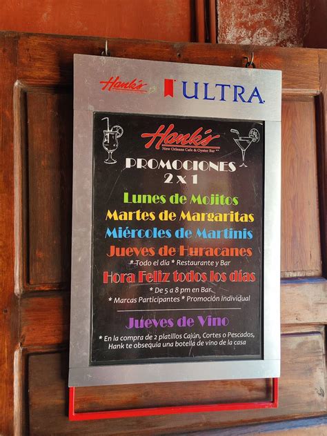 Carta Del Pub Y Bar Hank S San Miguel San Miguel Del Allende