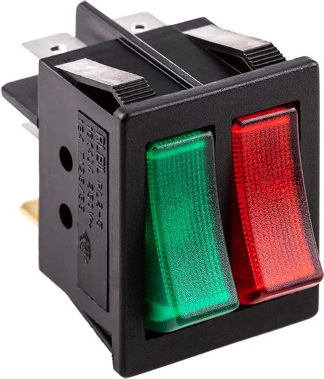 BeMatik Interruptor Luminoso Basculante Rojo Y Verde Dos Canales DPDT