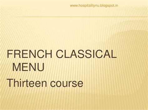 French Classical Menu