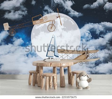 Wallpaper Design Kids Room 3d Illustration Stock Illustration ...