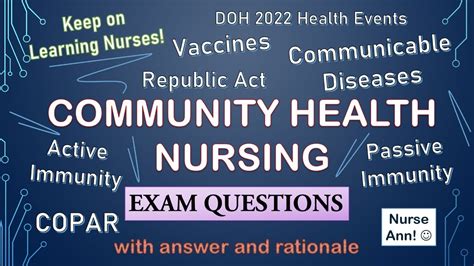 COMMUNITY HEALTH NURSING EXAM QUESTIONS With Answer And Rationale