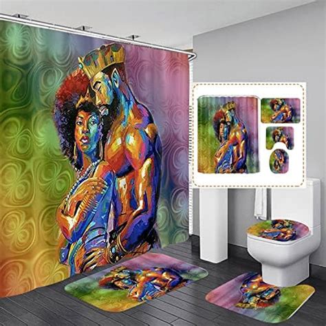 Amazon Hipaopao African Couple Black Girl Theme Fabric Shower