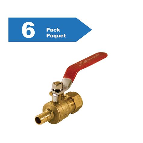 Aqua Dynamic 12 Inch Compression X Pex Brass Ball Valve Pack Of 6 The Home Depot Canada