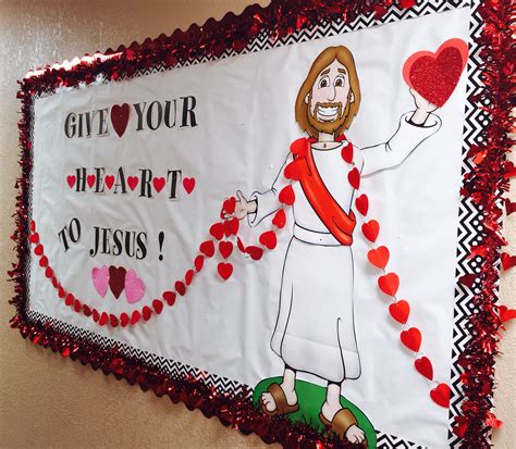 Give Your Heart To Jesus Valentines Day Bulletin Board Valentine Bulletin Boards Easter