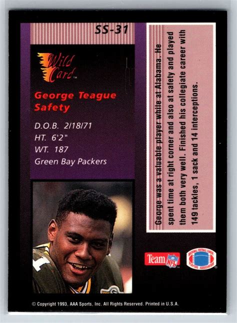 Wild Card George Teague Rookie Stat Smashers Green Bay Packers Rc