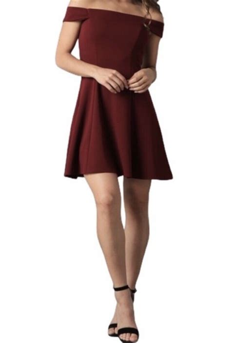 Burgundy Red Off The Shoulder Homecoming Dress Gem