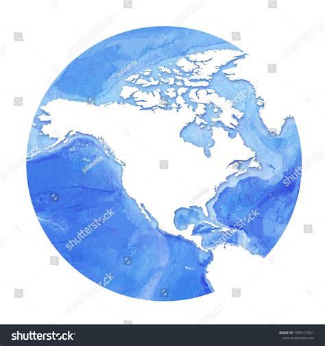 Watercolor Realistic Map Seas Oceans Blue Stock Illustration 1085172857 | Shutterstock