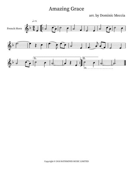 Amazing Grace Arr Dominic Meccia By Celtic Woman Sheet Music For French Horn Solo At Sheet