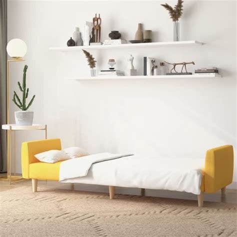 OLL Canapé lit à 2 places jaune tissu A375789 10697 Cdiscount Maison