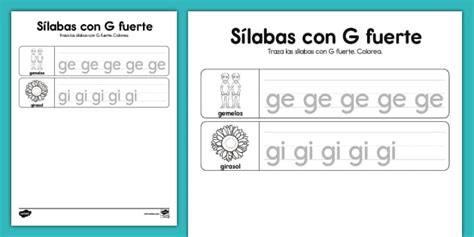 Actividad Sílabas iniciales con G fuerte Twinkl