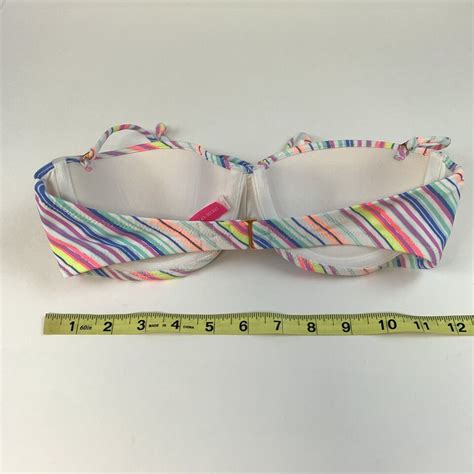 Victorias Secret Bikini Top C Bandeau Striped White Blue Yellow