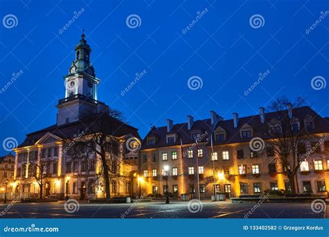 A Baroque Classicistic Historic Town Hall At Night Stock Photo Image