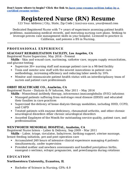 Medical Surgical Nurse Resume Examples And Templates Doc Template