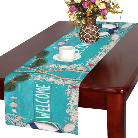 Mypop Blue Wooden With Welcome To The Beach Long Table Runner X