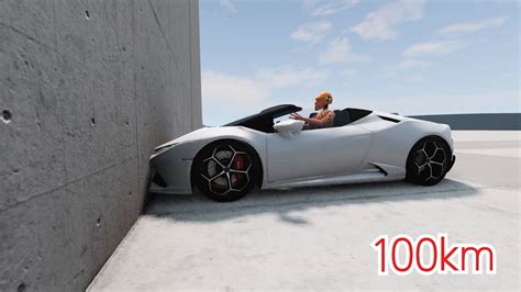 Lamborghini Huracán EVO RWD Spyder vs Wall 300 KMH BeamNG Drive YouTube