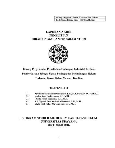 LAPORAN AKHIR PENELITIAN HIBAH UNGGULAN PROGRAM STUDI