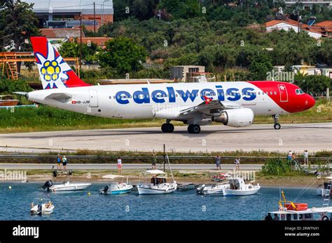 Skiathos Greece June Edelweiss Airbus A Airplane At