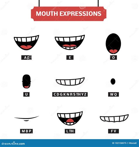 Mouth Expressions Set Stock Illustration Illustration Of Cute 102158075