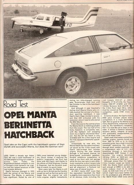 Opel Manta 2 0 Berlinetta Road Test 1979 1 A Photo On Flickriver