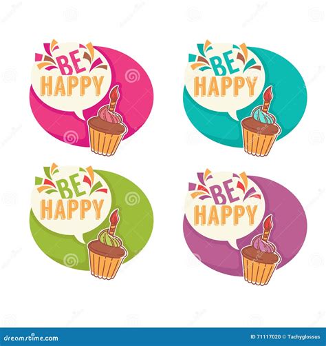 Happy Birhday Stickers Stock Vector Illustration Of Happy 71117020