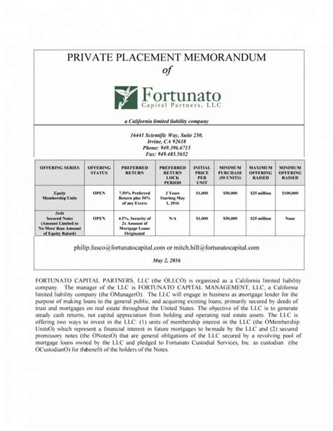 Real Estate Investment Memorandum Template