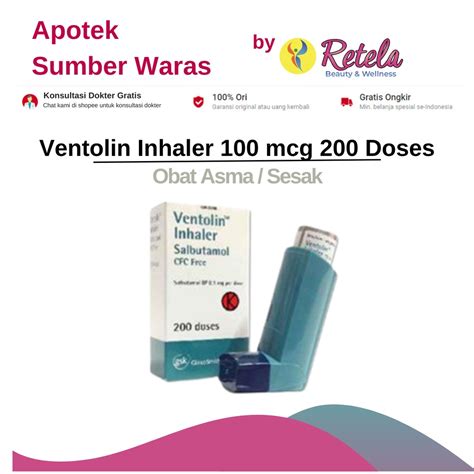 Jual Ventolin Inhaler 100 Mcg 200 Doses Obat Asma Sesak Shopee