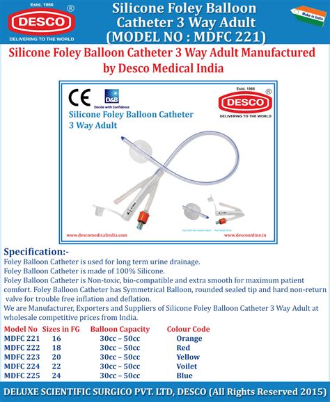 Silicone Foley Balloon Catheter 3 Way Adult Manufacturer In India