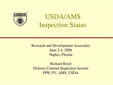 Ppt Usda Ams Inspection Status Powerpoint Presentation Free Download Id 4537432