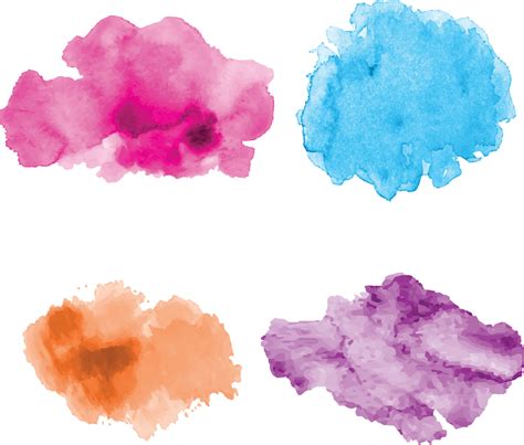 Water Color Paint Stains Rainbow Color Brush Set Vector Background