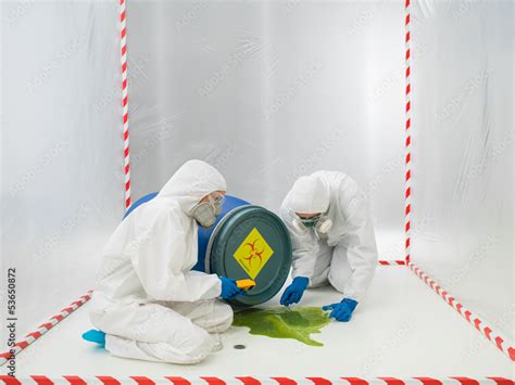 Checking a biohazard in a containment tent Stock Photo | Adobe Stock