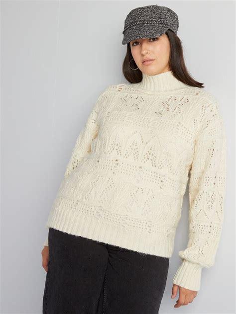 Pull en grosse maille ajourée Beige Kiabi 25 00