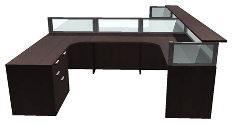 Two Person Receptionist Desk Dark Walnut El Laminate Express