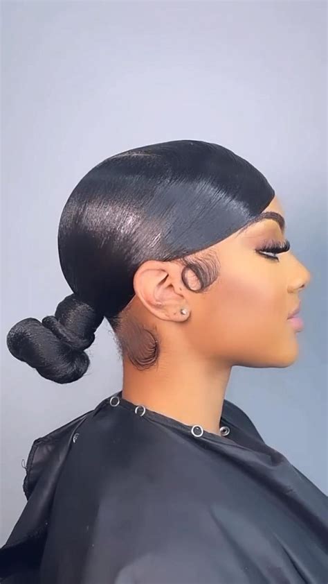 Sleek Bun Side Part Sleek Ponytail Hairstyles Weave Ponytail