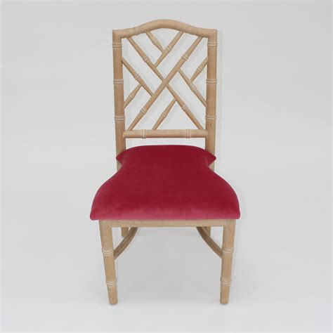 Natural Wood Gracie Dining Chair With Coral Velvet Cushion Perch Decor