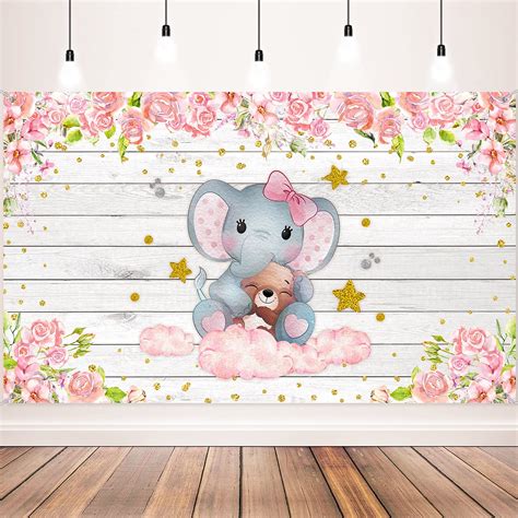 Buy Elephant Shower Backdrop Pink Flower Elephant Party Backdrop