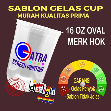 Jual Sablon Gelas Cup Oval Oz Merk Hok Gelas Cup Sablon Gelas