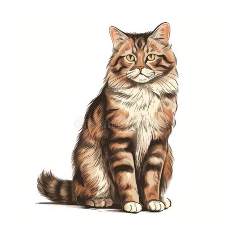 Vibrant Tabby Cat Drawing on White Background Stock Illustration ...