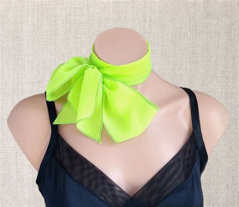 Neon Green Scarf, Sheer Chiffon Scarf, Daphne Scarf, Hair Scarf, Neck ...