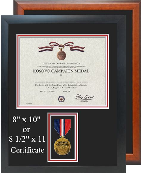 Kosovo Campaign Medal Certificate Frame