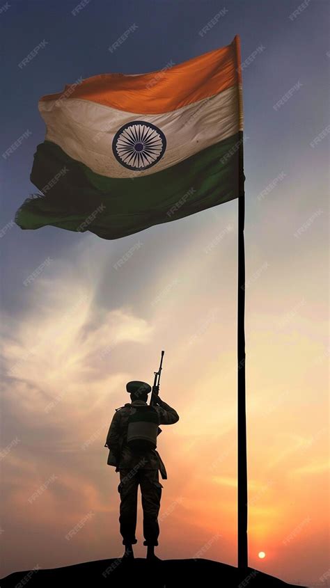 Premium Photo | Indian Army with Indian flag