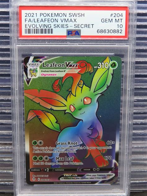 Leafeon Vmax 204 203 Evolving Skies Secret Rainbow Rare Pokemon PSA 10